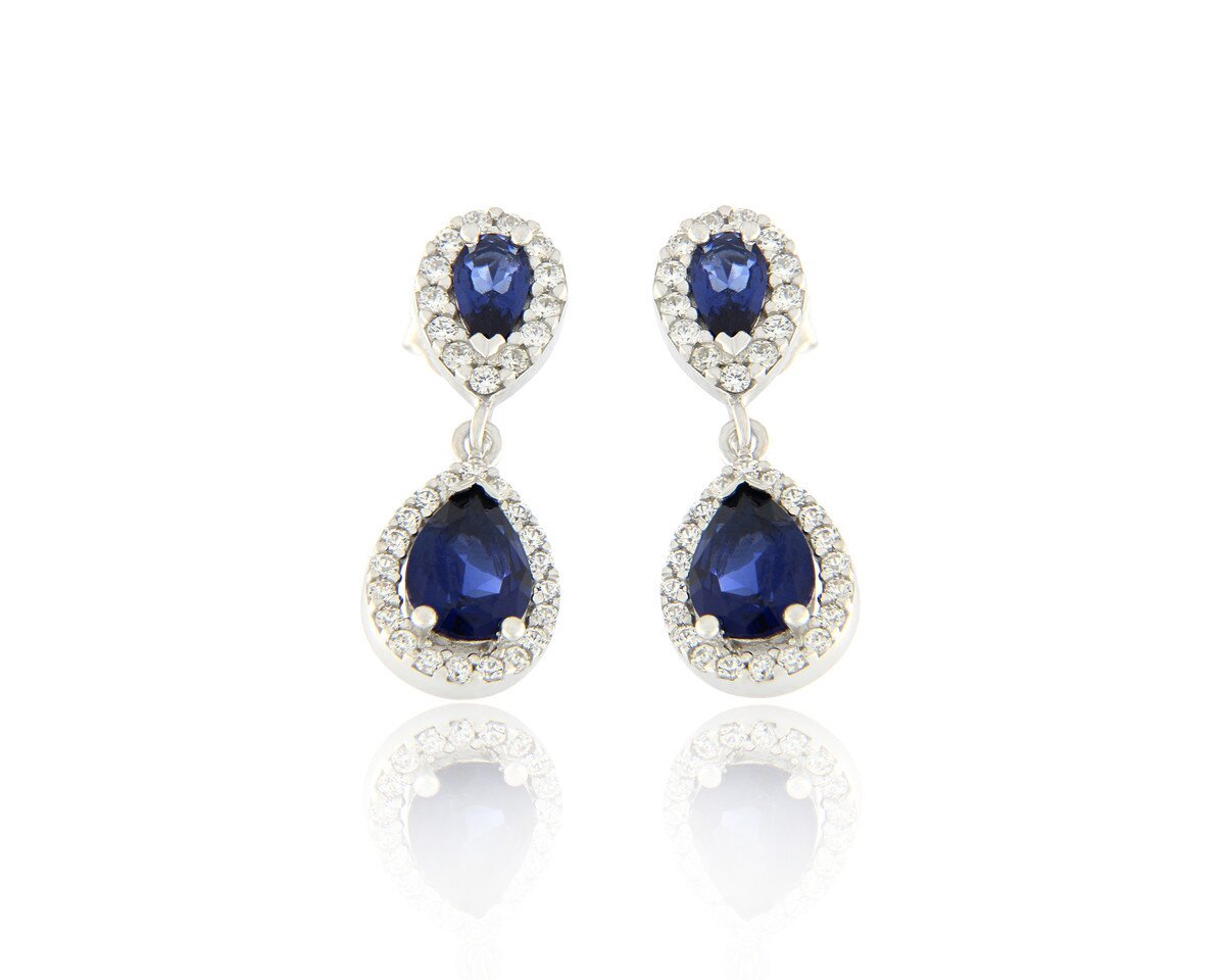 FACADORO Σκουλαρίκια λευκος Χρυσός K14  με ΖΙΡΓΚΟΝ