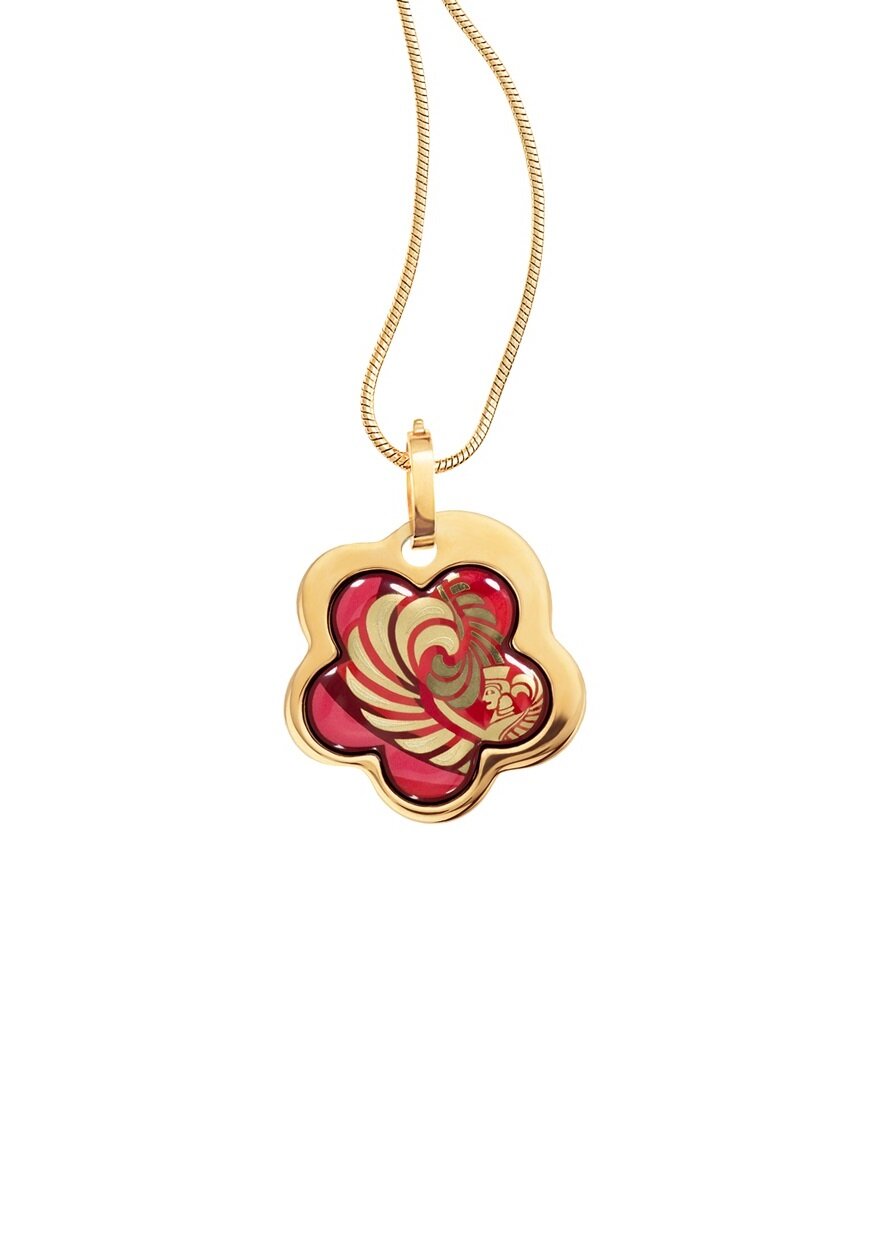 FreyWille Magic Sphinx Μενταγιόν 24Κ Χρυσή Επίστρωση & Σμάλτο Κόκκινο