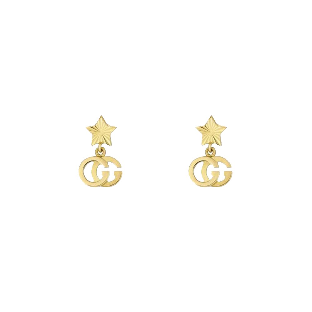 GUCCI GG Running Gold Star Drop Earrings σκουλαρίκια 18Κ κιτρινος χρυσος