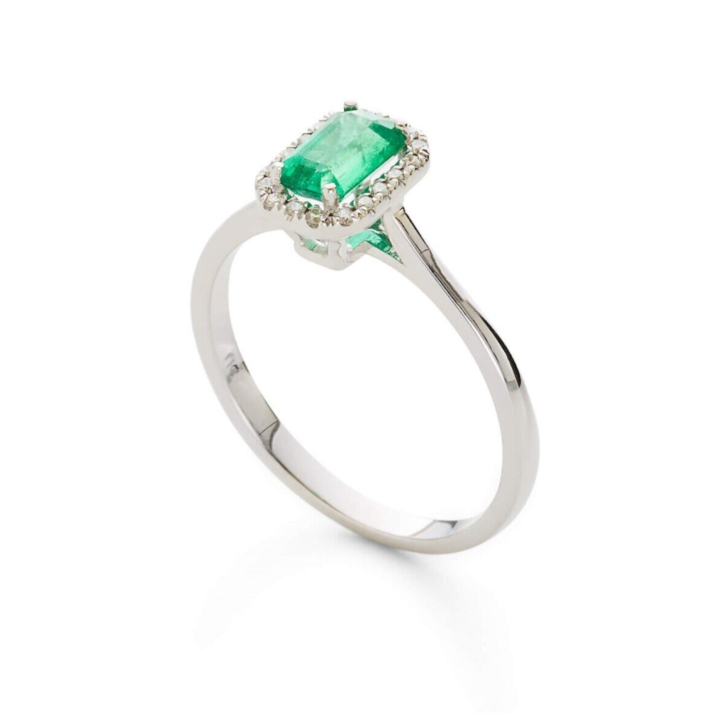 INGLESSIS COLLECTION 1890® - ΔΑΧΤΥΛΙΔΙ K18 ΛΕΥΚΟΣ ΧΡΥΣΟΣ ΜΕ ΣΜΑΡΑΓΔΙ & ΜΠΡΙΓΙΑΝ