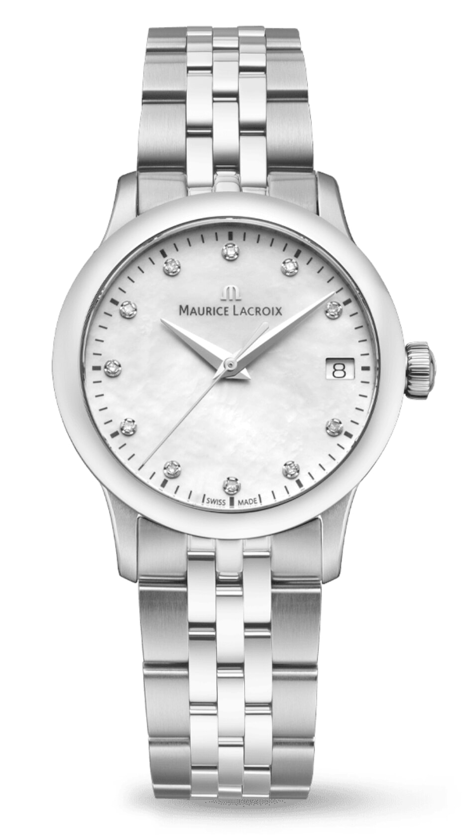 Maurice Lacroix 1975 Quartz 33mm White Mother of Pearl Dial & Diamonds
