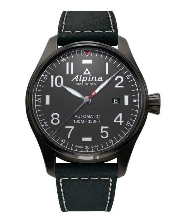 ALPINA STARTIMER PILOT AUTOMATIC 44mm μαυρο καντραν