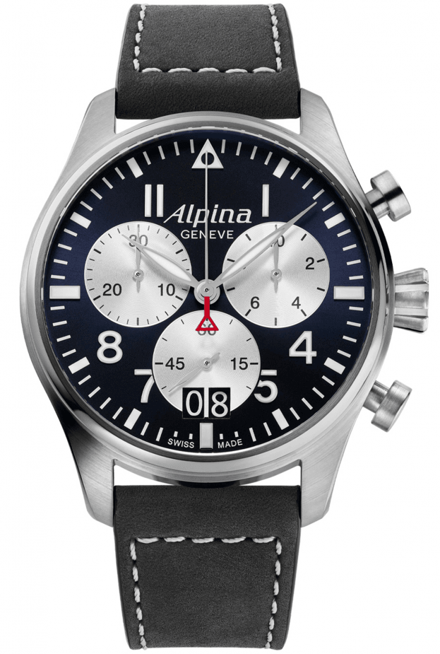 ALPINA STARTIMER PILOT CHRONO BIG DATE QUARTZ 44mm blue dial