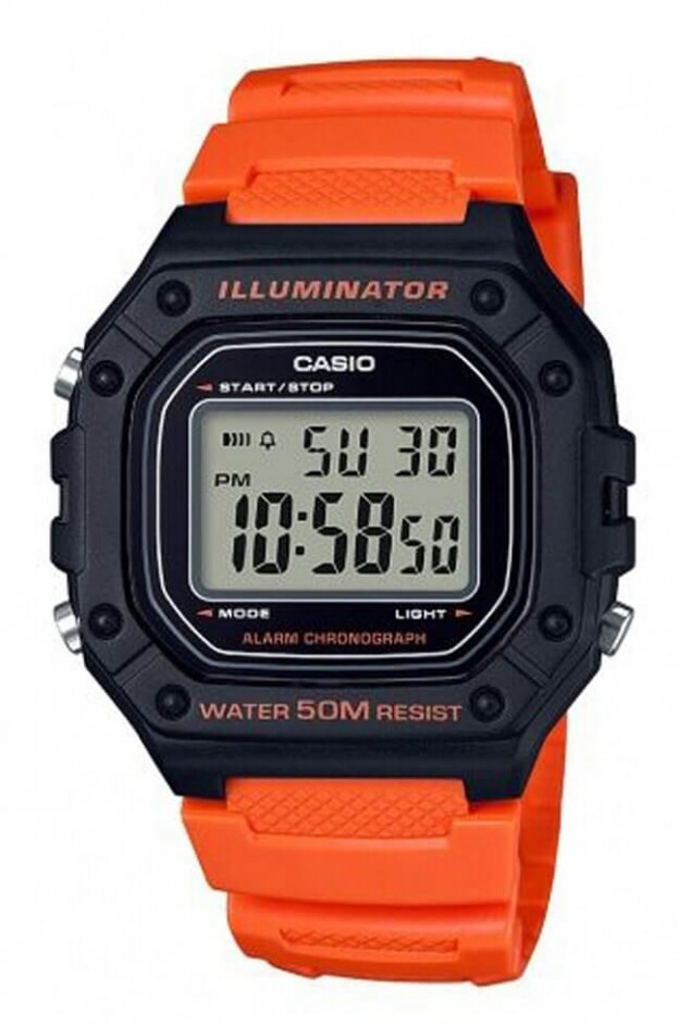 CASIO STANDARD COLLECTION DIGITAL 43.2mm black dial orange rubber strap