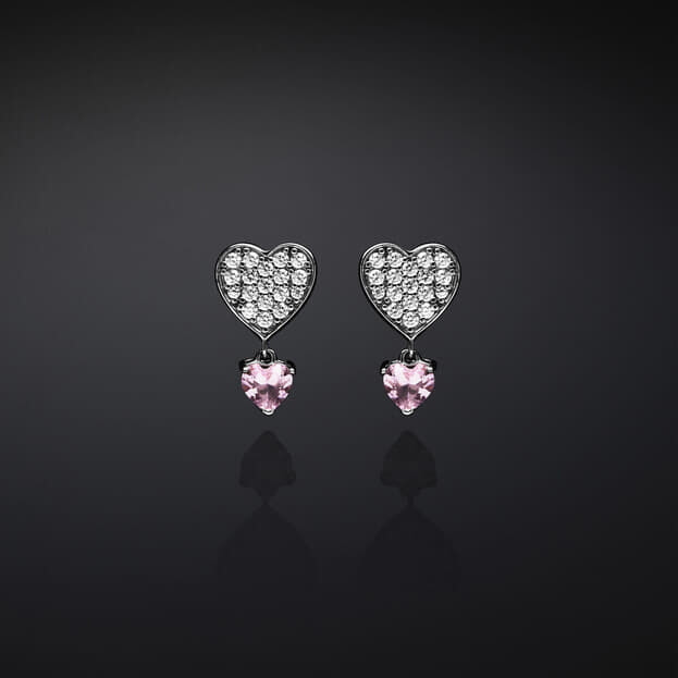 CHIARA FERRAGNI Ασημένια Σκουλαρίκια Καρδιές Με Κρύσταλλα