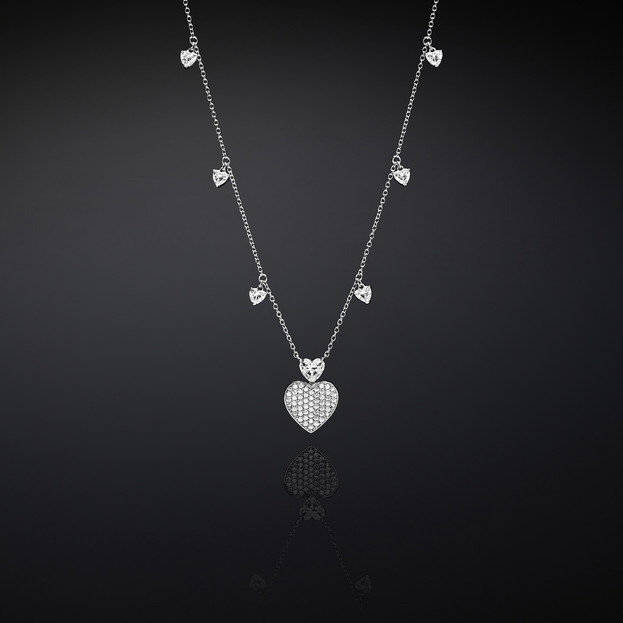 CHIARA FERRAGNI ασημενιο κολιε με καρδιες