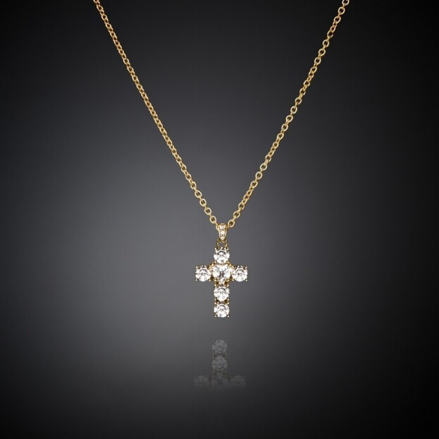 CHIARA FERRAGNI BOLD CROSS PENDANT NECKLACE small with White Zirconia