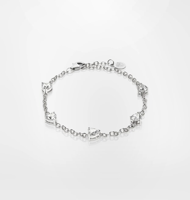 CHIARA FERRAGNI Βραχιόλι Silver Hearts Επιπλατινωμένο Ασήμι 925 με Κρύσταλλα