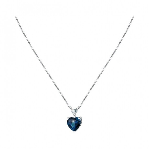 CHIARA FERRAGNI DIAMOND HEART steel PENDANT NECKLACE blue