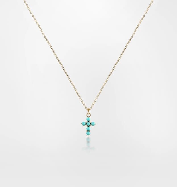 CHIARA FERRAGNI Steel Necklace Gold with Turquoise Cross