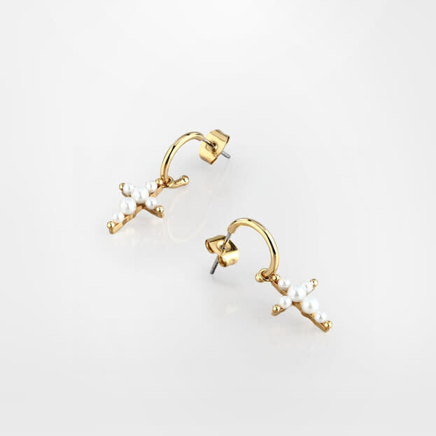 CHIARA FERRAGNI Perla Σκουλαρίκια Σταυρός Χρυσά Με Πέρλες