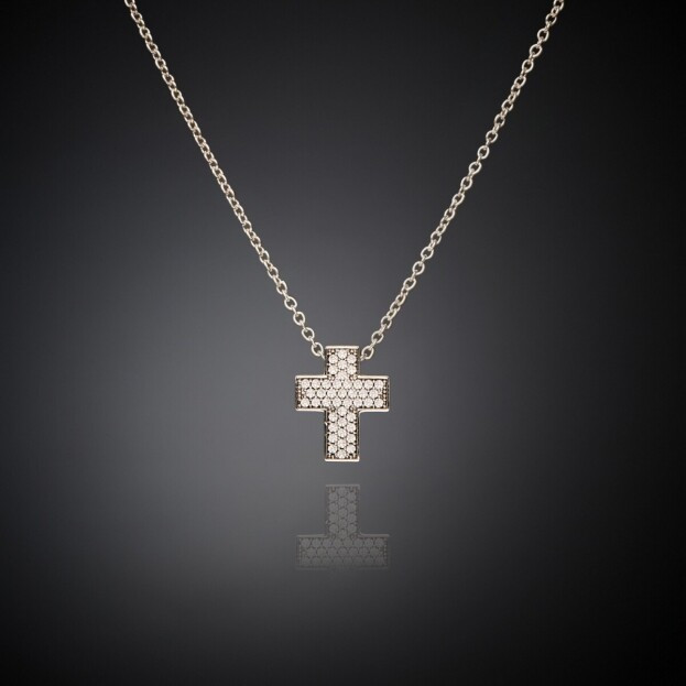 CHIARA FERRAGNI SMALL SQUARE PENDANT NECKLACE with White Zirconia