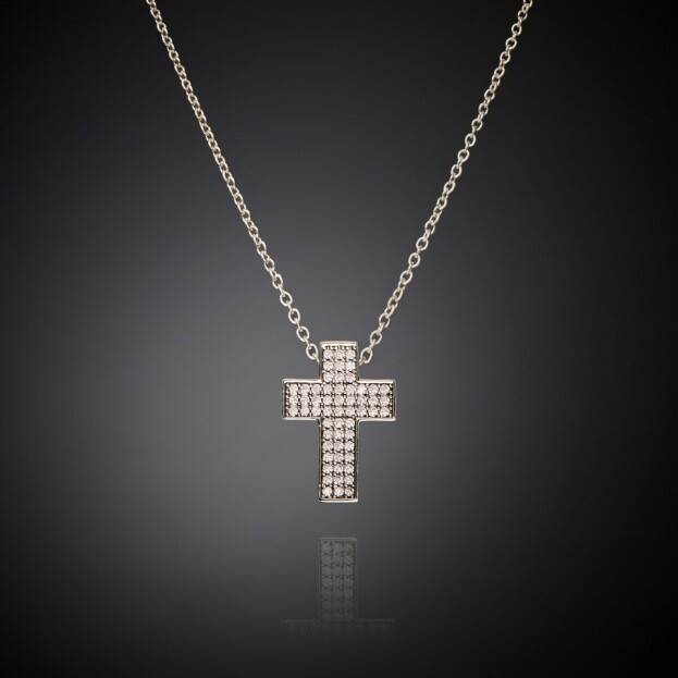 CHIARA FERRAGNI SQUARE PENDANT NECKLACE with White Zirconia