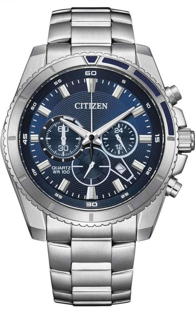 CITIZEN Quartz Chrono Χρονογράφος Μπαταρίας 44mm Μπλε Καντράν