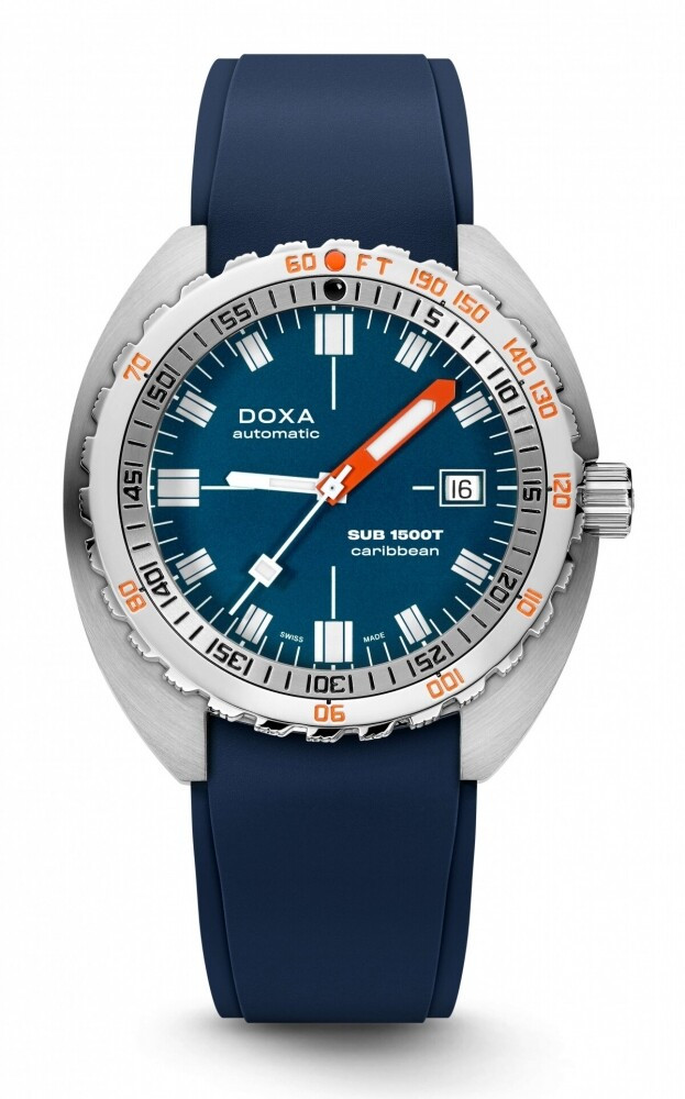 DOXA SUB 1500T CARIBBEAN automatic 45 mm blue DIAL DIVER'S WATCH