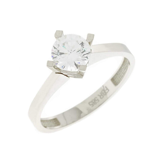 INGLESSIS COLLECTION 1890® - Δαχτυλίδι Κ14 Λευκός Χρυσός με Κρύσταλλο