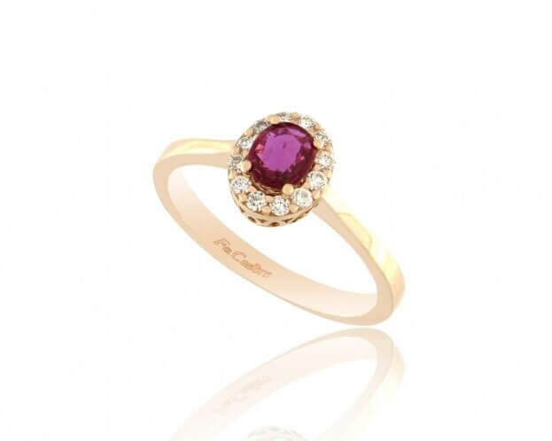 FACADORO Ring Rose Gold K18 with Diamonds & Ruby