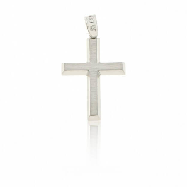 facadoro Σταυρός Βαπτιστικός Λευκός Χρυσός Κ14