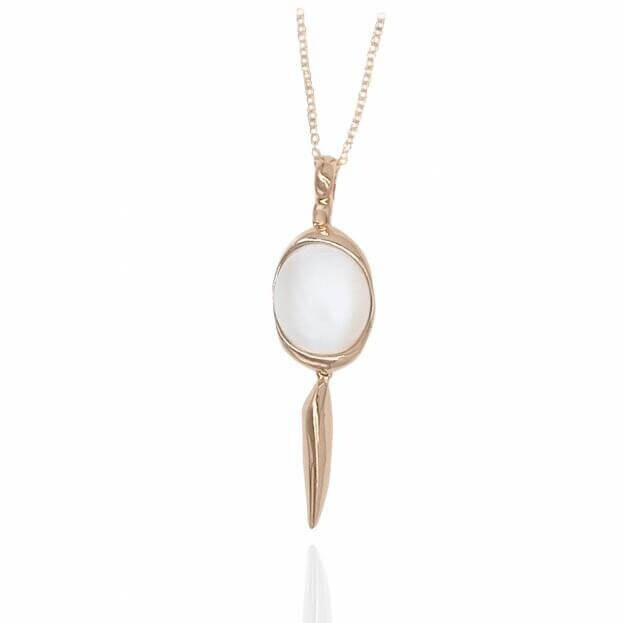 GAVELLO Necklace Jasmine Collection Rose Gold Κ18 with White Moonstone