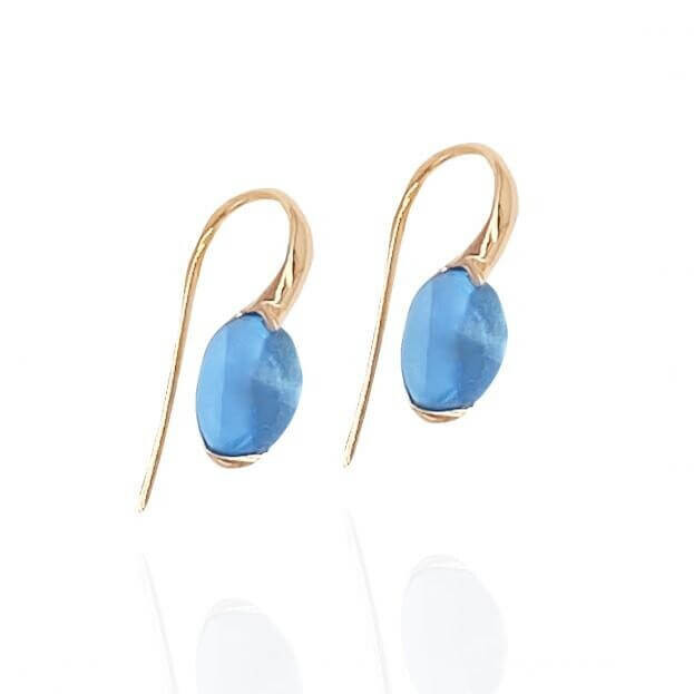 GAVELLO Earrings Confetti Collection Rose Gold Κ18 with Blue Topaz