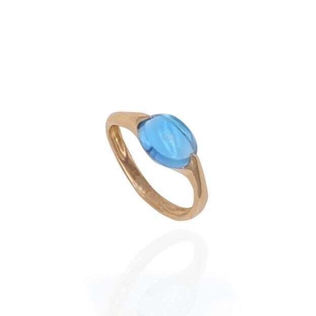 GAVELLO Ring Confetti Collection Rose Gold Κ18 with Blue Topaz