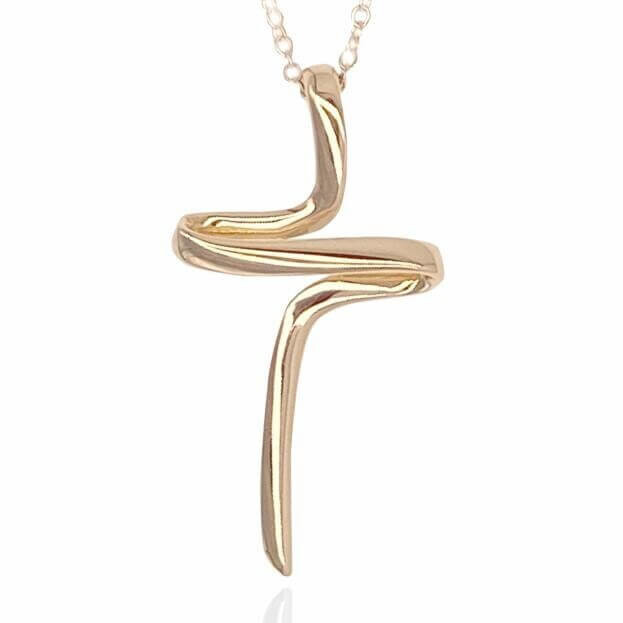 GAVELLO Necklace Corpo Collection Cross RIBBON Rose Gold Κ18