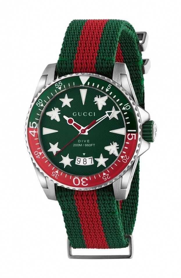 Gucci Dive Μπαταρίας 40mm Πράσινο Καντράν