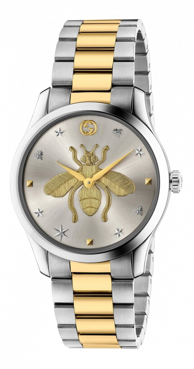 GUCCIG-TIMELESS ICONIC QUARTZ watch 38MM silver dial with bee motif