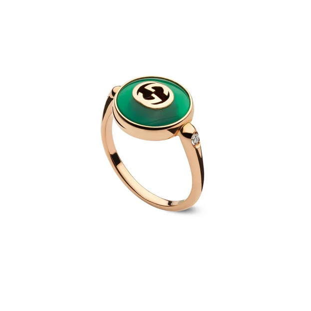 Gucci Interlocking G Δαχτυλίδι 18K Ροζ Χρυσός & Μπριγιάν