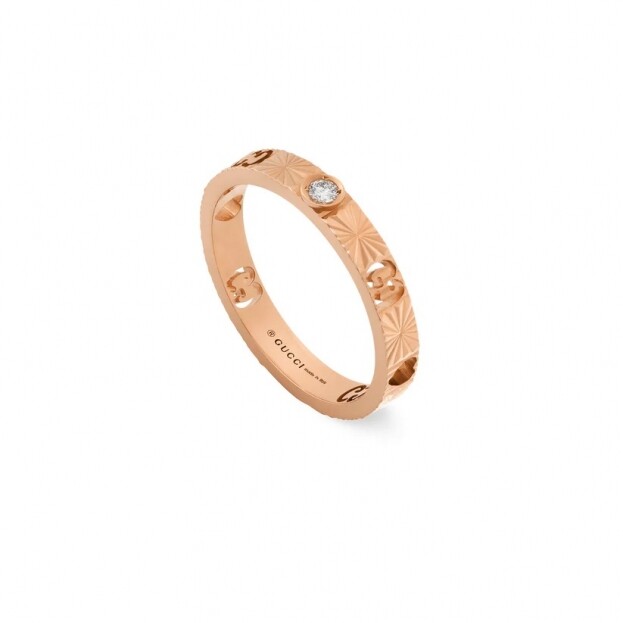 Gucci Interlocking G Δαχτυλίδι 18K Ροζ Χρυσός & Μπριγιάν