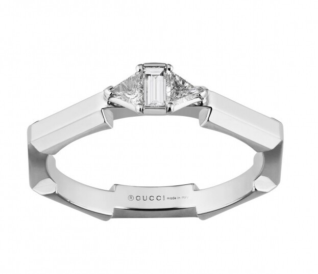 GUCCI LINK TO LOVE  Ring 18k WHITE RING AND DIAMONDS