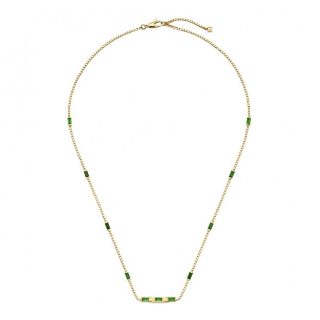 GUCCI LINK TO LOVE necklace in 18kt yellow gold & green tourmaline