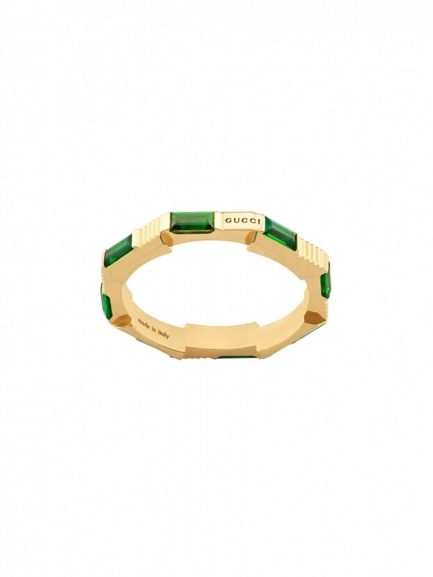 GUCCI Link to Love ring in 18kt yellow gold & green tourmaline