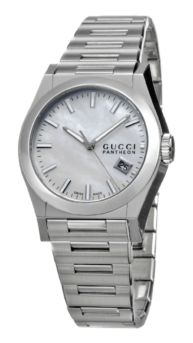 GUCCI 115 Pantheon Μπαταρίας 36mm Λευκό Mother of Pearl Καντράν