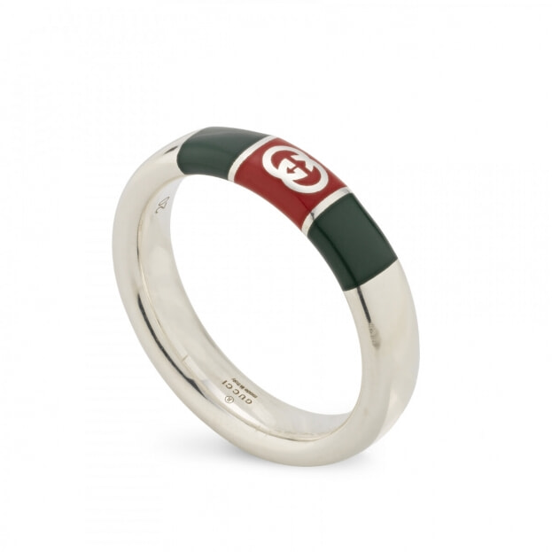 GUCCI WEB Δαχτυλίδι 925 Ασήμι & Σμάλτο