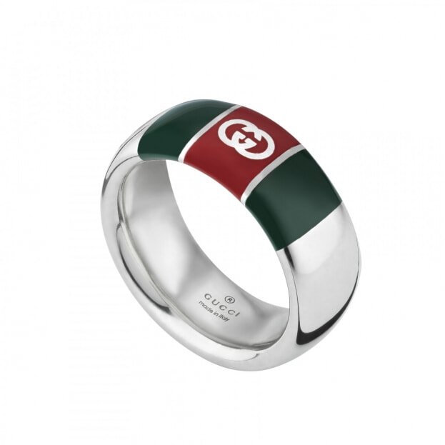 GUCCI WEB Δαχτυλίδι 925 Ασήμι & Σμάλτο