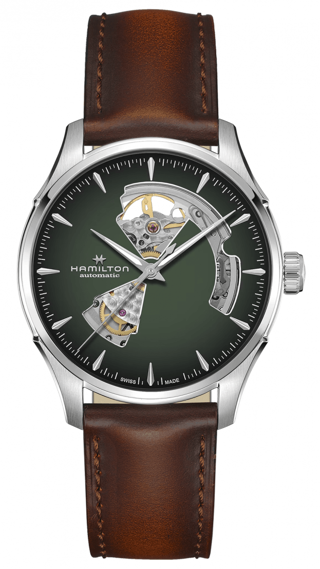 Hamilton Jazzmaster Open Heart Auto 40mm Πράσινο Καντράν