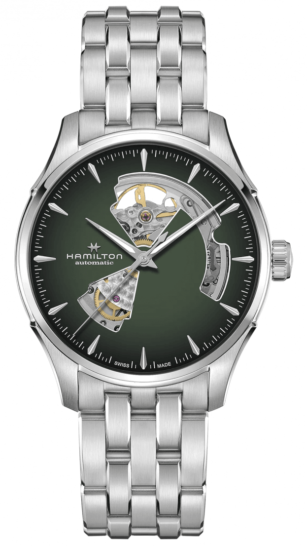 HAMILTON Jazzmaster Open Heart Auto 40mm Πράσινο Καντράν