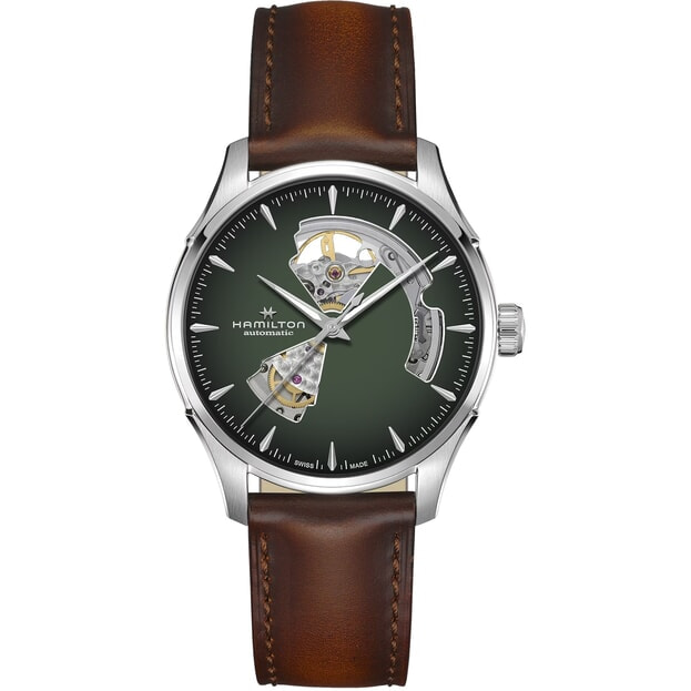 Hamilton Jazzmaster Open Heart Auto 40mm Πράσινο Καντράν
