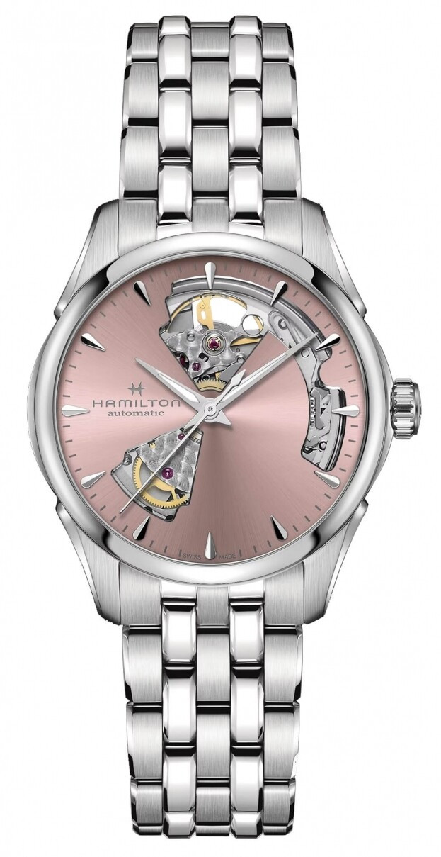 HAMILTON Jazzmaster Open Heart Lady Auto 36mm Ροζ Καντράν Γυναικείο Ρολόι