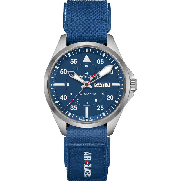 HAMILTON KHAKI AVIATION PILOT DAY DATE AUTO - AIR-GLACIERS EDITION 42mm μπλε καντραν