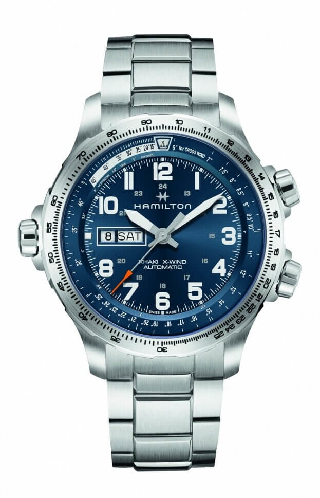 HAMILTON Khaki Aviation X-Wind Day Date Auto 45mm Μπλε Καντράν Ανδρικό Ρολόι