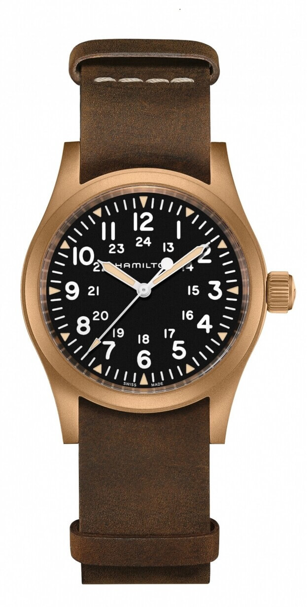HAMILTON KHAKI FIELD MECHANICAL bronze 38mm Μαύρο Καντράν Ανδρικό Ρολόι
