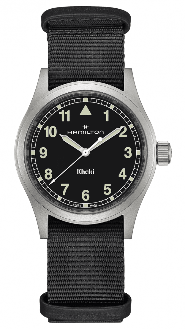 Hamilton Khaki Field QUARTZ 38mm μαύρο καντραν