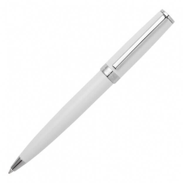 HUGO BOSS Ballpoint pen Gear Icon White Στυλό Λευκό/Ασημί