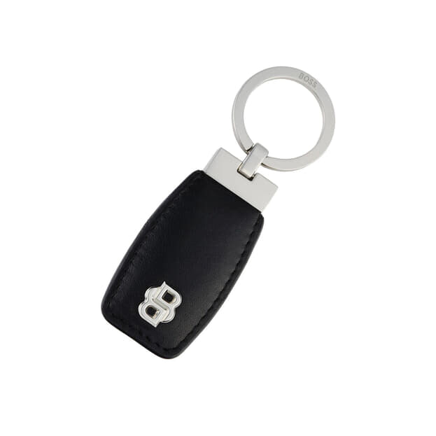 HUGO BOSS Double B Key Ring Black & Chrome