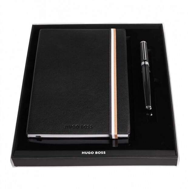 HUGO BOSS Gift Set fountain pen & note pad A5 Black