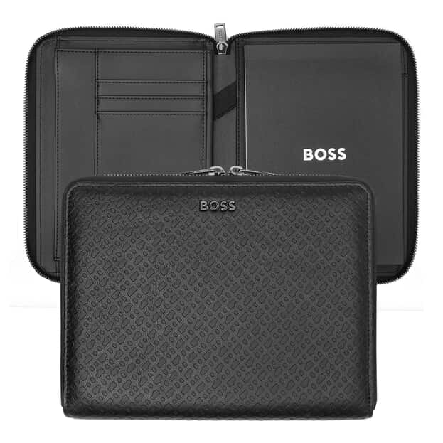HUGO BOSS Ντοσιέ Συνεδρίου με Φερμουάρ Monogram Α4 Monogram Μαύρο