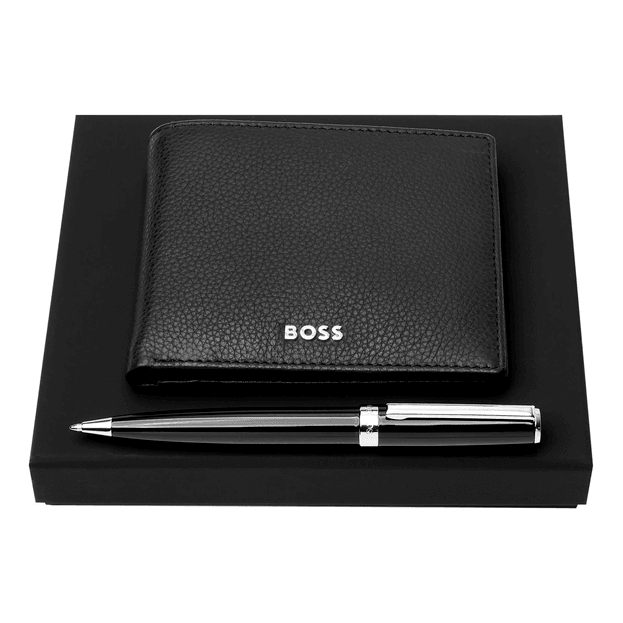 HUGO BOSS Σετ Ballpoint Pen & Wallet Μαύρο