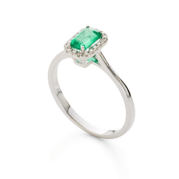 INGLESSIS COLLECTION 1890® - ΔΑΧΤΥΛΙΔΙ K18 ΛΕΥΚΟΣ ΧΡΥΣΟΣ ΜΕ ΣΜΑΡΑΓΔΙ & ΜΠΡΙΓΙΑΝ
